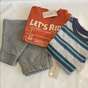 Garanimals Baby Boy Toddler Pants and Let`s Ride Shirt 18 Months Lot of 3